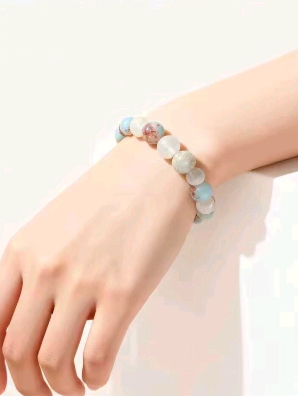 Health Crystal Bracelet Ocean Jasper Halo Quartz Stretch Beaded Bracelet - Picture 10 of 10